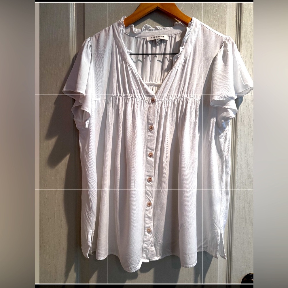 Rose & Olive White Button-Down Blouse